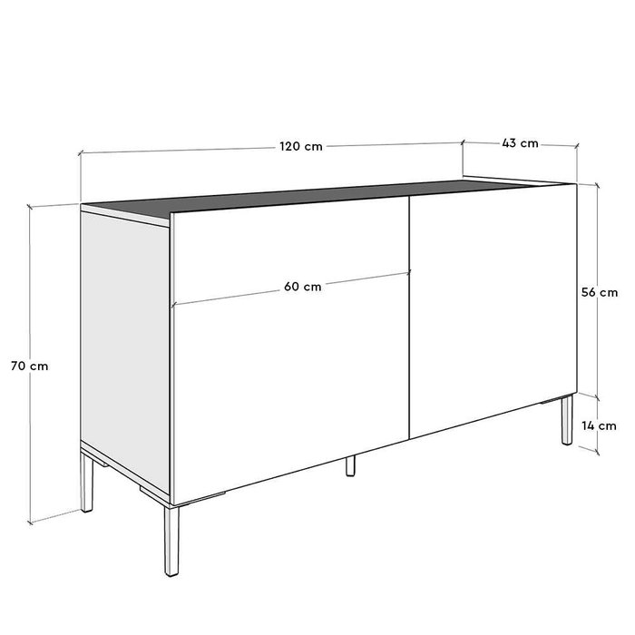 Hanah Home Soporte TV Tvc-722-Tt-1 Topo Melamina 120x70x43 cm